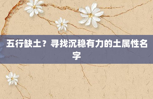 五行缺土？寻找沉稳有力的土属性名字