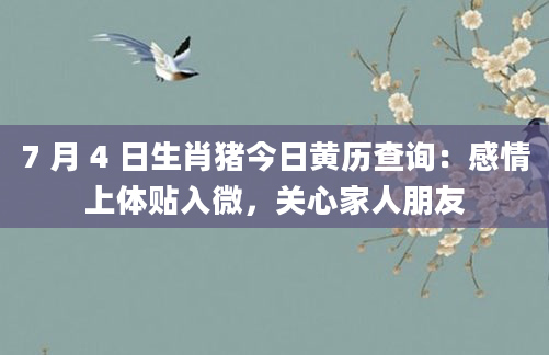 7 月 4 日生肖猪今日黄历查询：感情上体贴入微，关心家人朋友