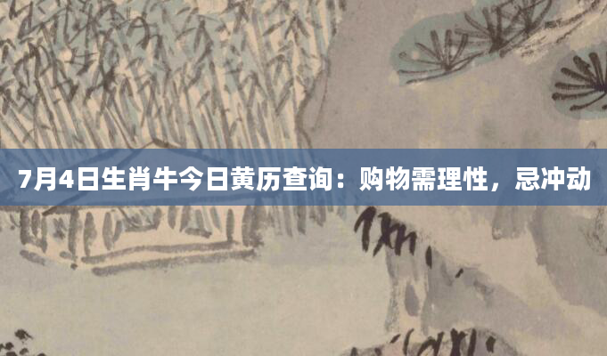 7月4日生肖牛今日黄历查询：购物需理性，忌冲动