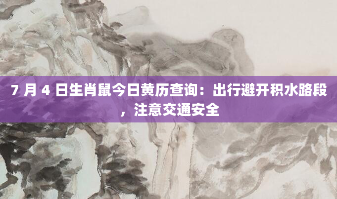 7 月 4 日生肖鼠今日黄历查询：出行避开积水路段，注意交通安全