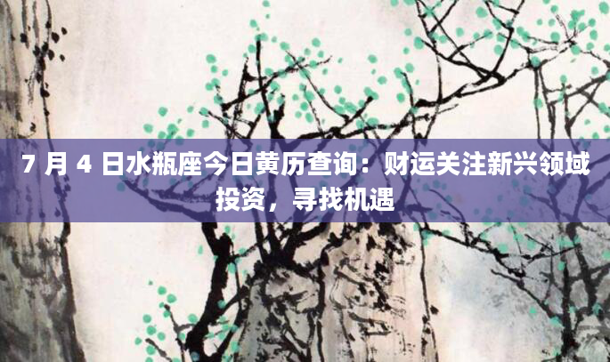 7 月 4 日水瓶座今日黄历查询：财运关注新兴领域投资，寻找机遇