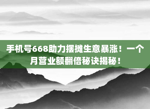 手机号668助力摆摊生意暴涨！一个月营业额翻倍秘诀揭秘！