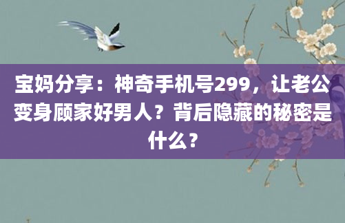 宝妈分享：神奇手机号299，让老公变身顾家好男人？背后隐藏的秘密是什么？