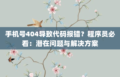 手机号404导致代码报错？程序员必看：潜在问题与解决方案