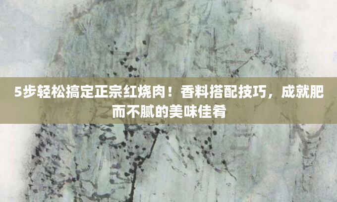 5步轻松搞定正宗红烧肉！香料搭配技巧，成就肥而不腻的美味佳肴