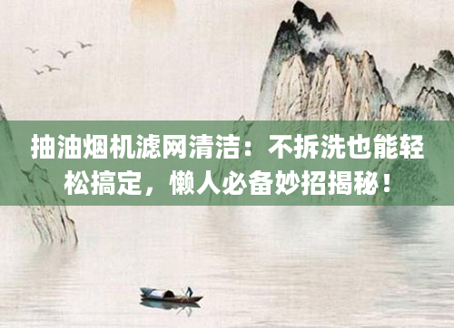 抽油烟机滤网清洁：不拆洗也能轻松搞定，懒人必备妙招揭秘！