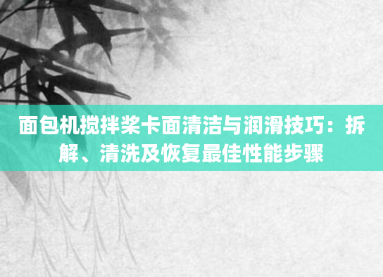 面包机搅拌桨卡面清洁与润滑技巧：拆解、清洗及恢复最佳性能步骤