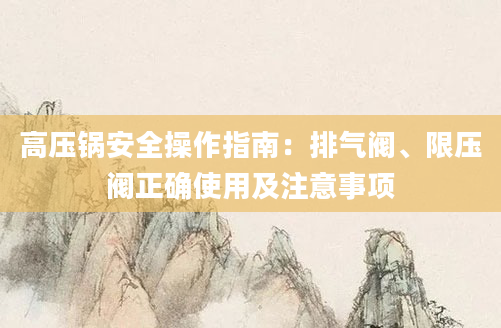高压锅安全操作指南：排气阀、限压阀正确使用及注意事项