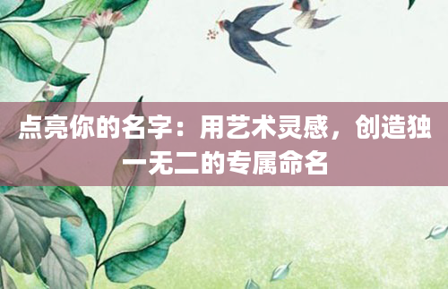 点亮你的名字：用艺术灵感，创造独一无二的专属命名