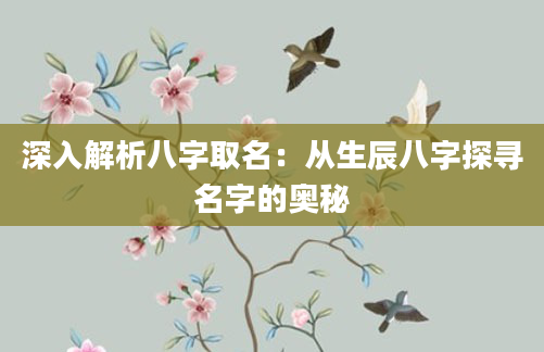 深入解析八字取名：从生辰八字探寻名字的奥秘