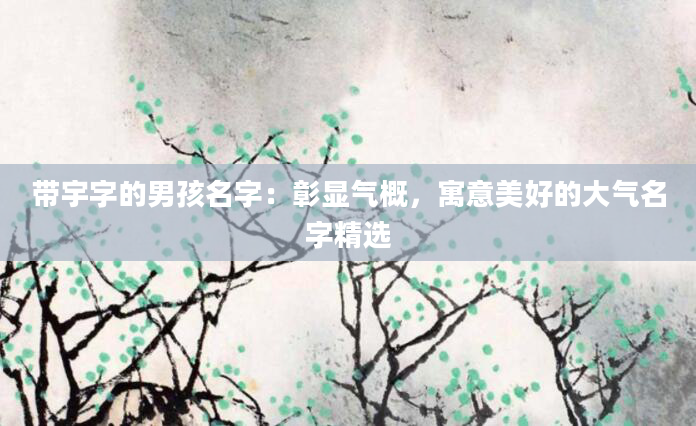 带宇字的男孩名字：彰显气概，寓意美好的大气名字精选