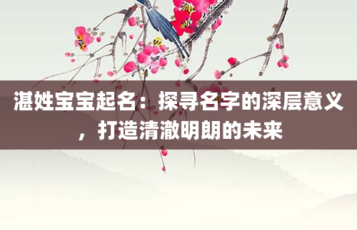 湛姓宝宝起名：探寻名字的深层意义，打造清澈明朗的未来