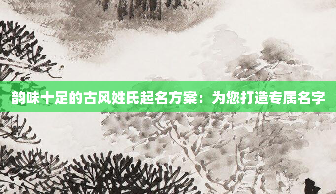 韵味十足的古风姓氏起名方案：为您打造专属名字
