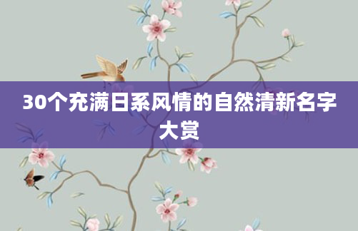 30个充满日系风情的自然清新名字大赏