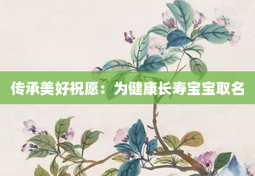 传承美好祝愿：为健康长寿宝宝取名