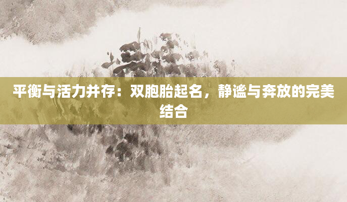 平衡与活力并存：双胞胎起名，静谧与奔放的完美结合