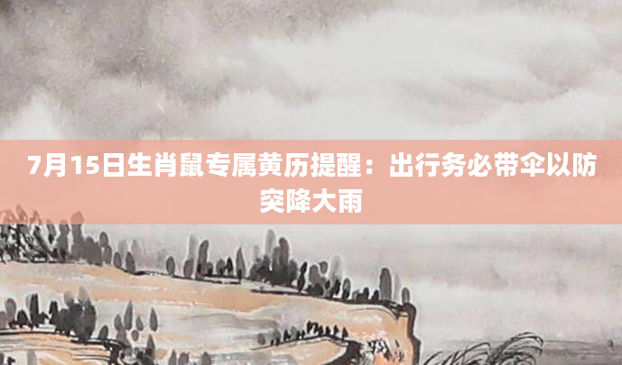 7月15日生肖鼠专属黄历提醒：出行务必带伞以防突降大雨