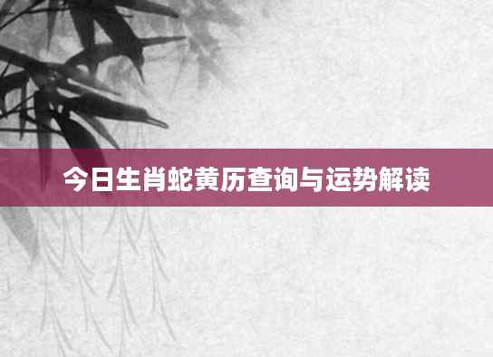 今日生肖蛇黄历查询与运势解读
