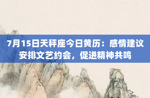 7月15日天秤座今日黄历：感情建议安排文艺约会，促进精神共鸣