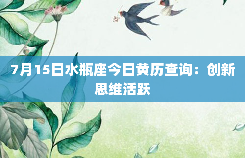 7月15日水瓶座今日黄历查询：创新思维活跃