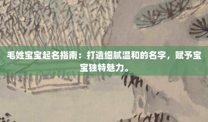 毛姓宝宝起名指南：打造细腻温和的名字，赋予宝宝独特魅力。