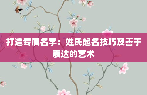 打造专属名字：姓氏起名技巧及善于表达的艺术