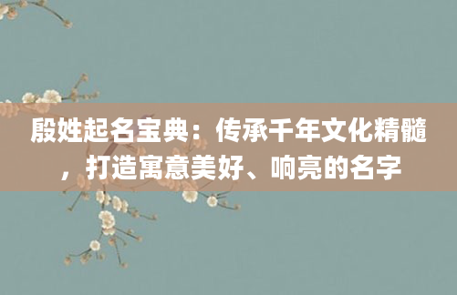 殷姓起名宝典：传承千年文化精髓，打造寓意美好、响亮的名字