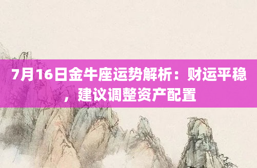 7月16日金牛座运势解析：财运平稳，建议调整资产配置