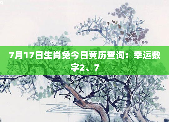 7月17日生肖兔今日黄历查询：幸运数字2、7