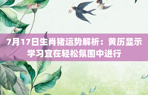 7月17日生肖猪运势解析：黄历显示学习宜在轻松氛围中进行