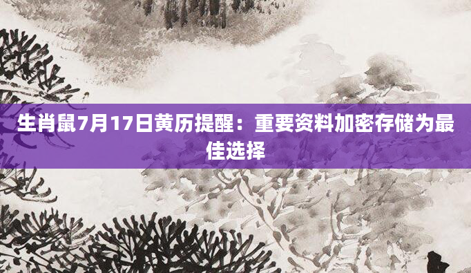 生肖鼠7月17日黄历提醒：重要资料加密存储为最佳选择