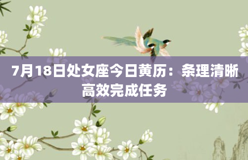 7月18日处女座今日黄历：条理清晰高效完成任务