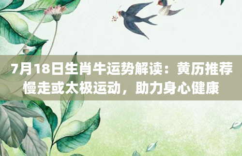 7月18日生肖牛运势解读：黄历推荐慢走或太极运动，助力身心健康
