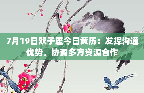 7月19日双子座今日黄历：发挥沟通优势，协调多方资源合作