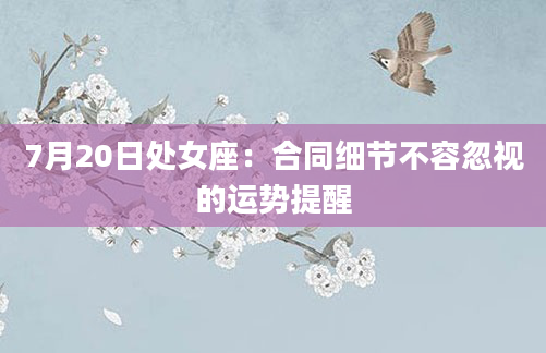 7月20日处女座：合同细节不容忽视的运势提醒