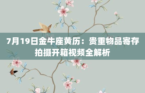 7月19日金牛座黄历：贵重物品寄存拍摄开箱视频全解析