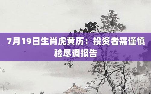 7月19日生肖虎黄历：投资者需谨慎验尽调报告