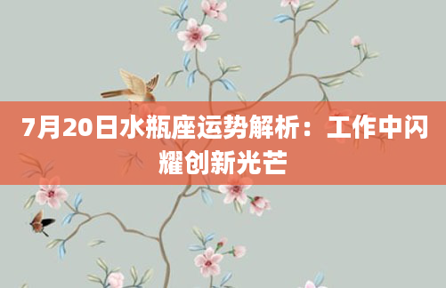7月20日水瓶座运势解析：工作中闪耀创新光芒