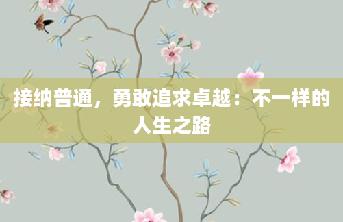 接纳普通，勇敢追求卓越：不一样的人生之路