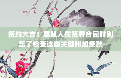 签约大吉！属鼠人在签署合同时别忘了检查这些关键附加条款