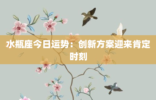 水瓶座今日运势：创新方案迎来肯定时刻