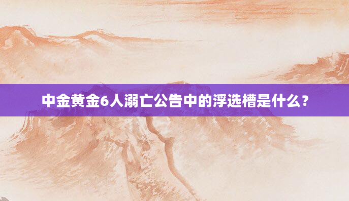 中金黄金6人溺亡公告中的浮选槽是什么？