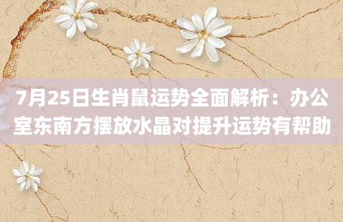 7月25日生肖鼠运势全面解析：办公室东南方摆放水晶对提升运势有帮助