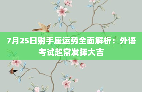 7月25日射手座运势全面解析：外语考试超常发挥大吉