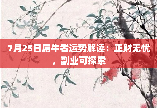 7月25日属牛者运势解读：正财无忧，副业可探索