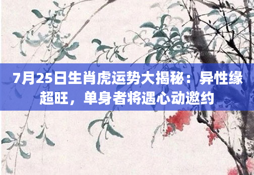 7月25日生肖虎运势大揭秘：异性缘超旺，单身者将遇心动邀约