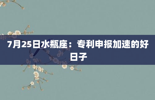 7月25日水瓶座：专利申报加速的好日子