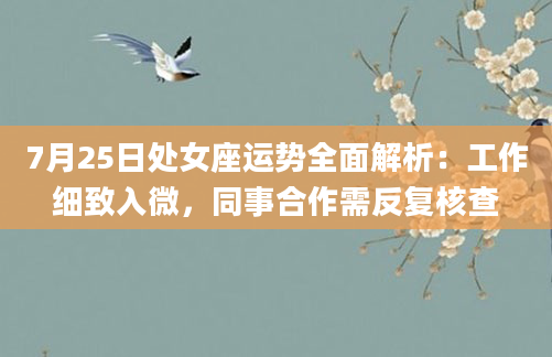 7月25日处女座运势全面解析：工作细致入微，同事合作需反复核查