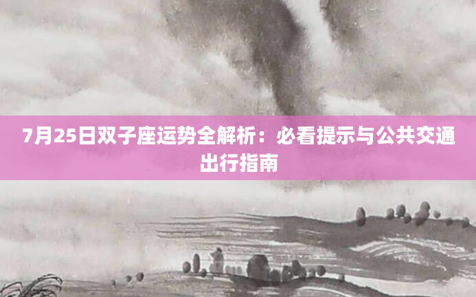 7月25日双子座运势全解析：必看提示与公共交通出行指南