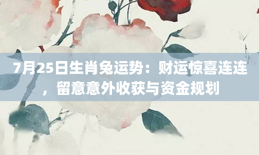 7月25日生肖兔运势：财运惊喜连连，留意意外收获与资金规划